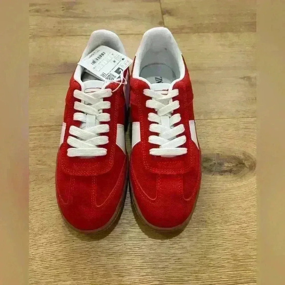Zara Other - Zara Red Leather Sneakers